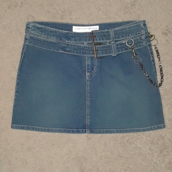 💗 New 9 Younique Jeans denim Mini skirt in - Picture 2 of 8